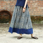 Gaia Beige & Blue Linen Skirt | Zen