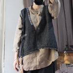 cambioprcaribe Loose Linen Retro Patchwork Vest