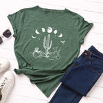 cambioprcaribe Moon Cactus Loose Cotton T-Shirt