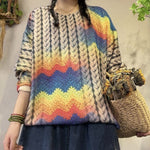 cambioprcaribe Multi-Colors / OneSize Harajuku Knitwear Printed Sweater