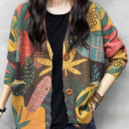 cambioprcaribe Multi / One Size Floral Knitwear Printed Cardigan