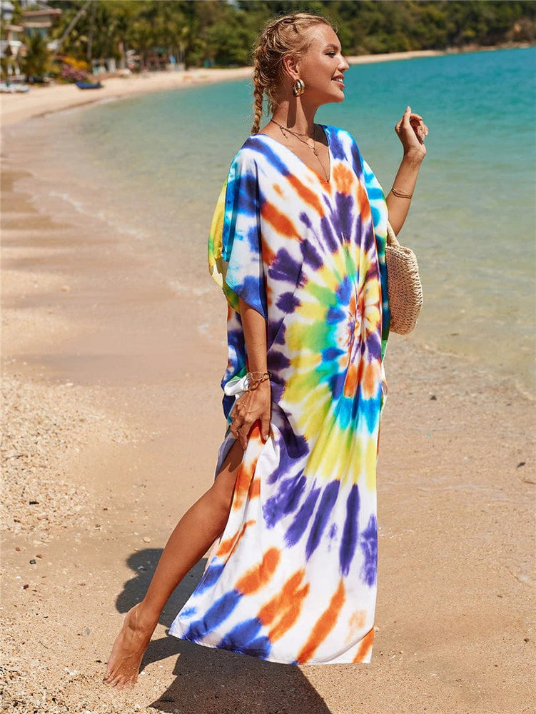 cambioprcaribe Multicolor / One Size Rainbow Tie-dye Print Dress