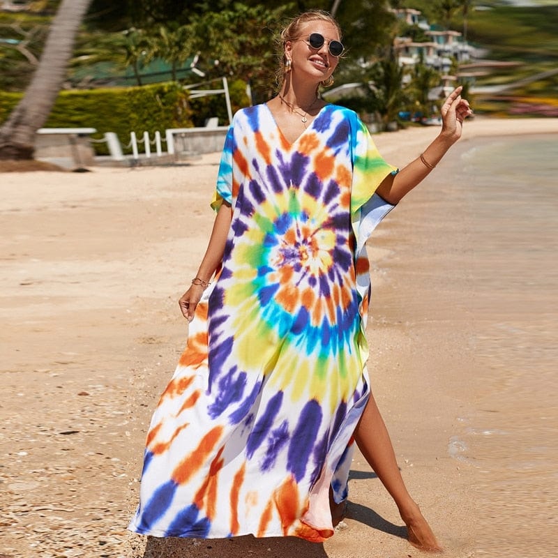 Rainbow Tie-dye Print Dress