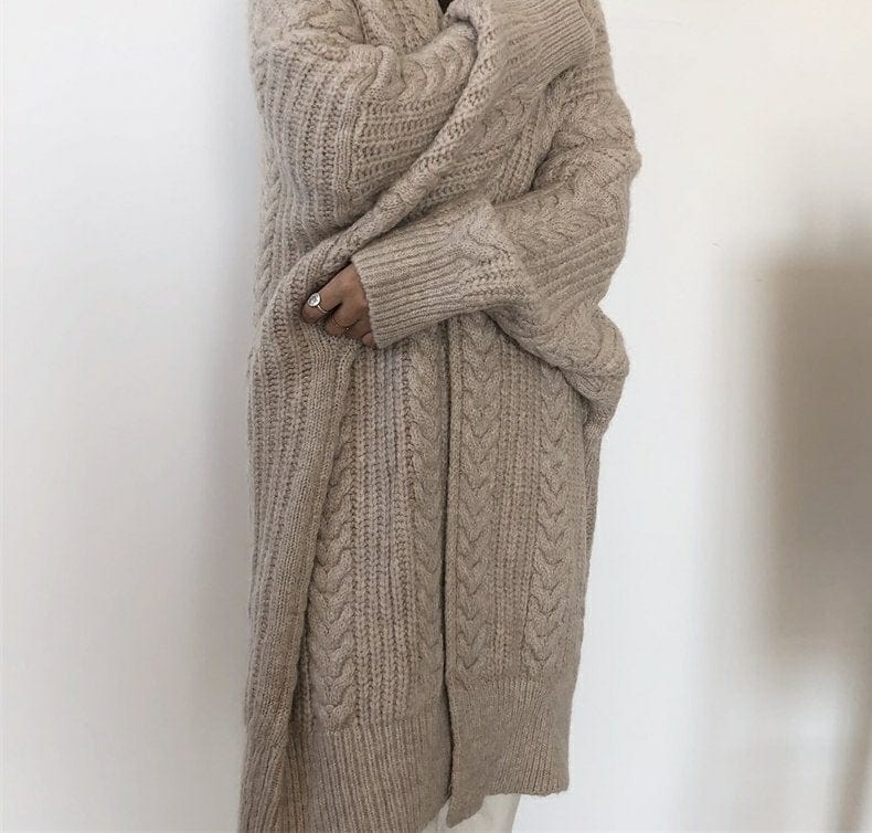 cambioprcaribe Oversized Long Knitted Cardigan