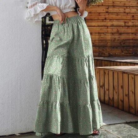 cambioprcaribe palazzo pants Floral Green / S Gypsy Soul Oversized Palazzo Pants