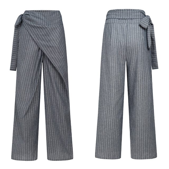 cambioprcaribe Pants Black Striped / XL Lady Elegant Cotton Pants