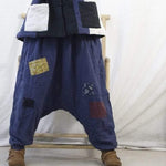 cambioprcaribe Pants Blue / One Size Oversized Patchwork Linen Pants | Zen