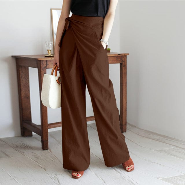 cambioprcaribe Pants Coffee / M Lady Elegant Cotton Pants