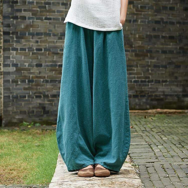 cambioprcaribe Pants Lake blue / L Sakura Wide Leg Linen Pants | Zen