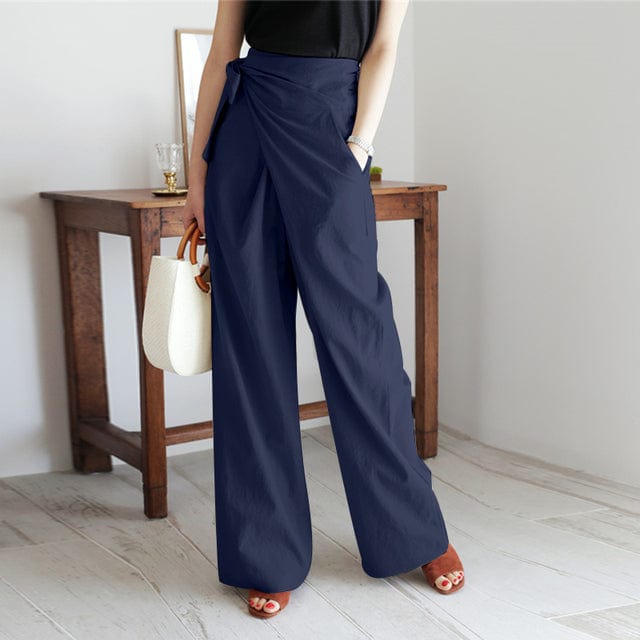 cambioprcaribe Pants Navy / M Lady Elegant Cotton Pants