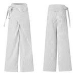 cambioprcaribe Pants White Striped / 5XL Lady Elegant Cotton Pants