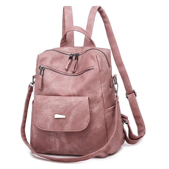 cambioprcaribe pink / 14 inches Leather Backpack Women Shoulder Bag Vintage Bagpack Travel Backpacks For School Teenagers Girls Back Pack Women Mochila Feminina