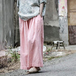 cambioprcaribe Pink Cotton Linen Palazzo Pants