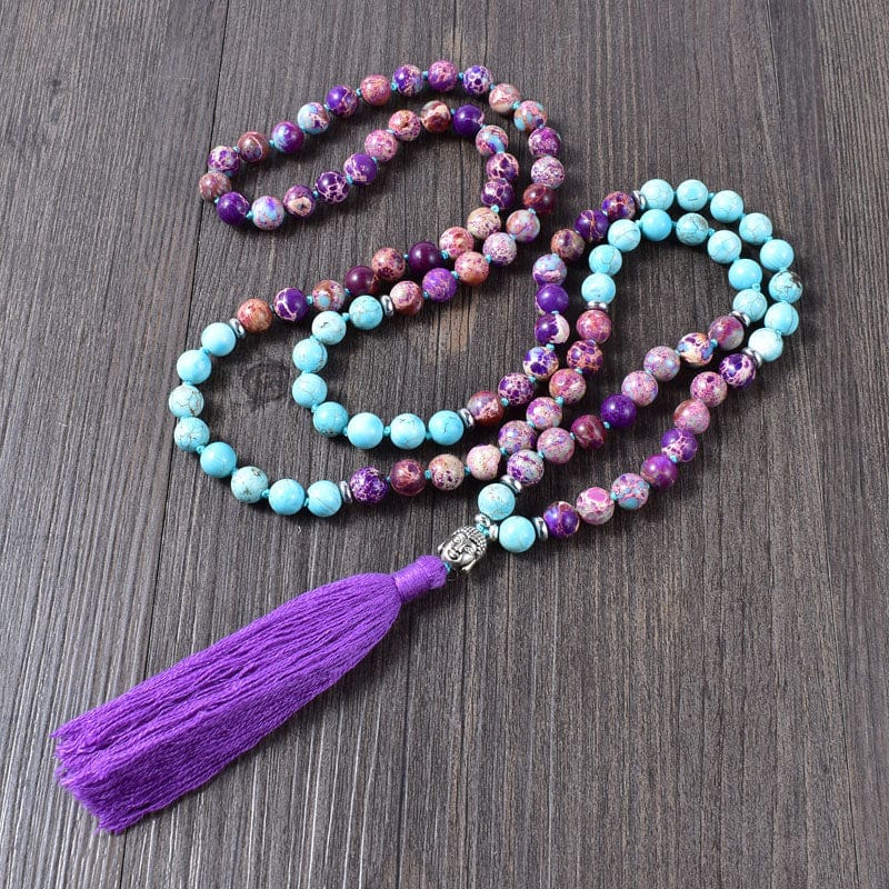 Purple Jasper 108 Mala Beads Tassel Necklace