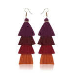 cambioprcaribe Purple Multilayer Bohemian Tassel Earrings