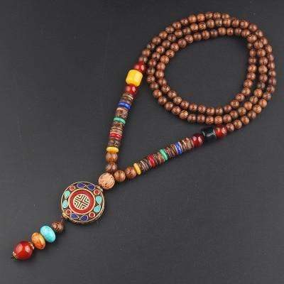 Red Card Wooden Mala Beads Necklace