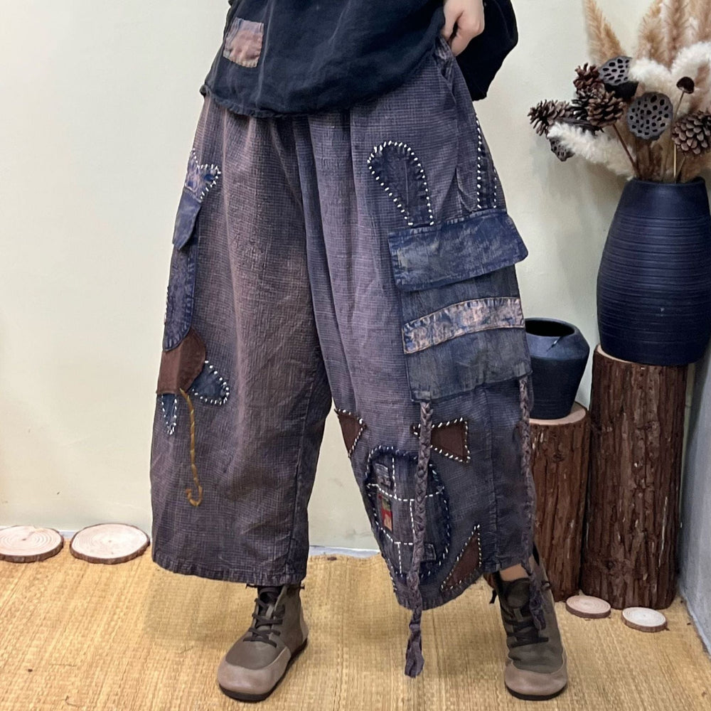 Retro Wide Leg Patchwork Pants