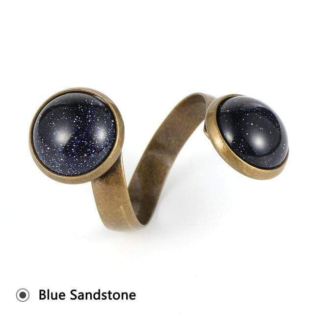 cambioprcaribe Ring Adjustable / Blue Sandstone Healing Crystals Bohemian Rings