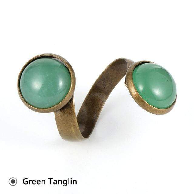 cambioprcaribe Ring Adjustable / Green Tanglin Healing Crystals Bohemian Rings
