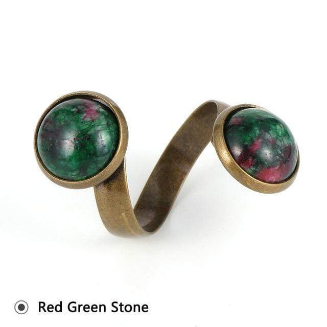 cambioprcaribe Ring Adjustable / Red Green Stone Healing Crystals Bohemian Rings