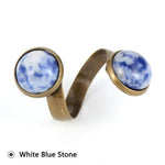 cambioprcaribe Ring Adjustable / White Blue Stone Healing Crystals Bohemian Rings