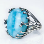 Natural Larimar Silver Ring