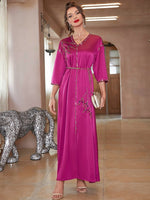 cambioprcaribe Rose Red / S Marocain Satin Abaya Dress