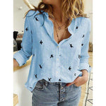cambioprcaribe shirt Blue / 5XL Bird Printed Casual Long Sleeve Shirt