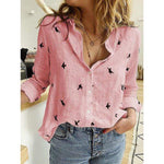 cambioprcaribe shirt Pink / 4XL Bird Printed Casual Long Sleeve Shirt