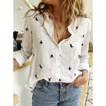 cambioprcaribe shirt White / 5XL Bird Printed Casual Long Sleeve Shirt
