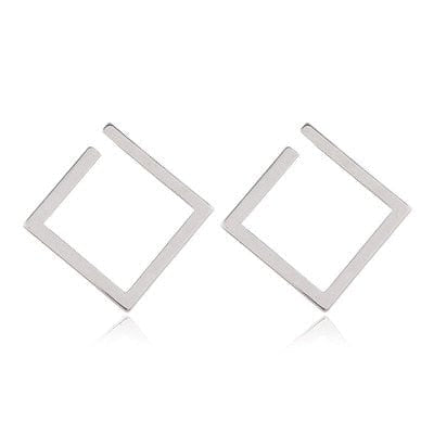 cambioprcaribe Silver Minimalist Square Stud Earrings