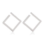 cambioprcaribe Silver Minimalist Square Stud Earrings
