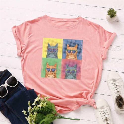 Graphic Kitten O Neck Tee