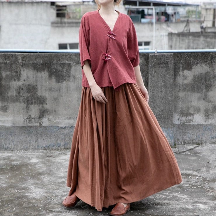 cambioprcaribe Skirts Brown / One Size Donatella Long Vintage Maxi Skirt | Lotus
