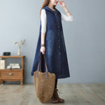 cambioprcaribe Sleeveless Hooded Denim Vest Coat