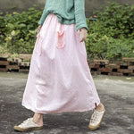 Soft Pink Linen Midi Skirt
