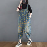 cambioprcaribe Sunflower Printed Denim Overall