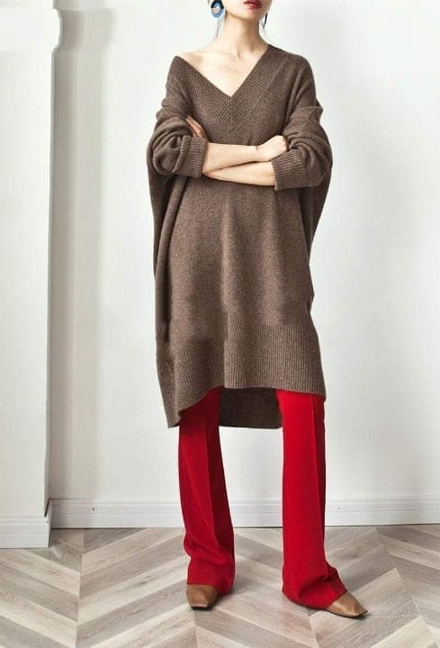 cambioprcaribe Sweater Dresses Averi V-neck Sweater Midi Dress