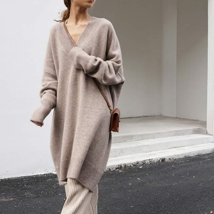 Averi V-neck Midi  Sweater Dress