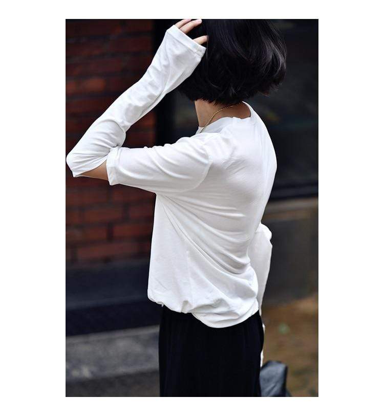 cambioprcaribe sweater Opened Elbows White Long Sleeve Shirt