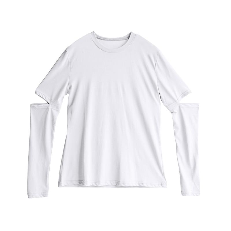 cambioprcaribe sweater Opened Elbows White Long Sleeve Shirt