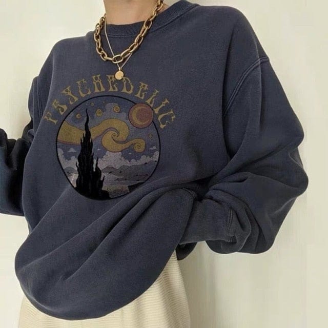 cambioprcaribe Sweatshirt Navy Blue / L Dream Letter Print Crew Neck Sweatshirt