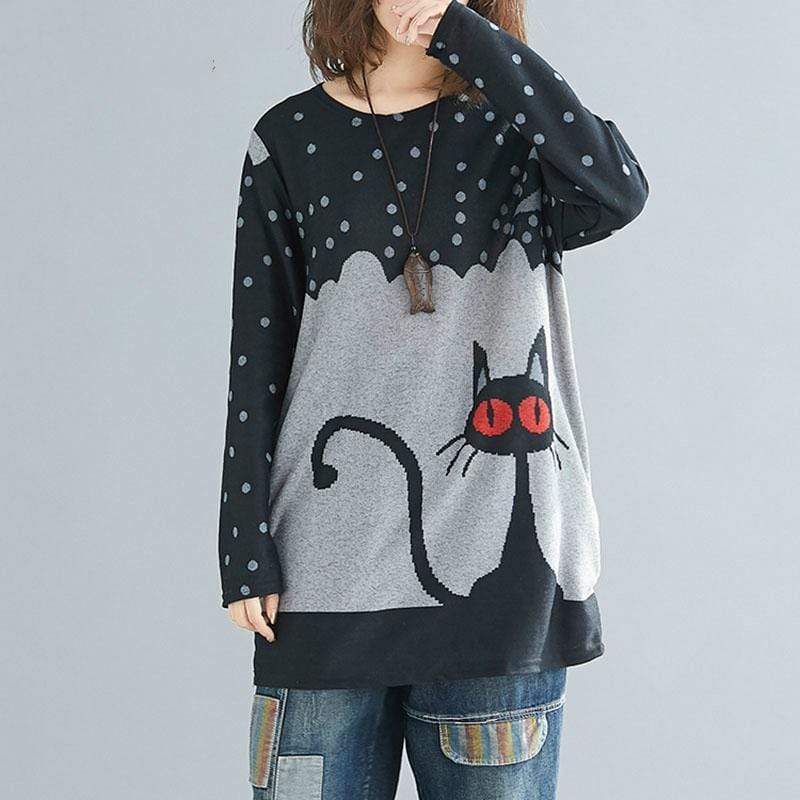 cambioprcaribe Tops Black / One Size Cat Lovers Long Sleeve Shirt