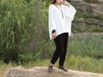 Long Batwing Sleeve Cotton Linen T-Shirt | Zen