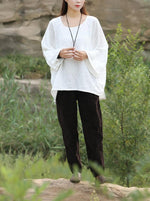 Long Batwing Sleeve Cotton Linen T-Shirt | Zen