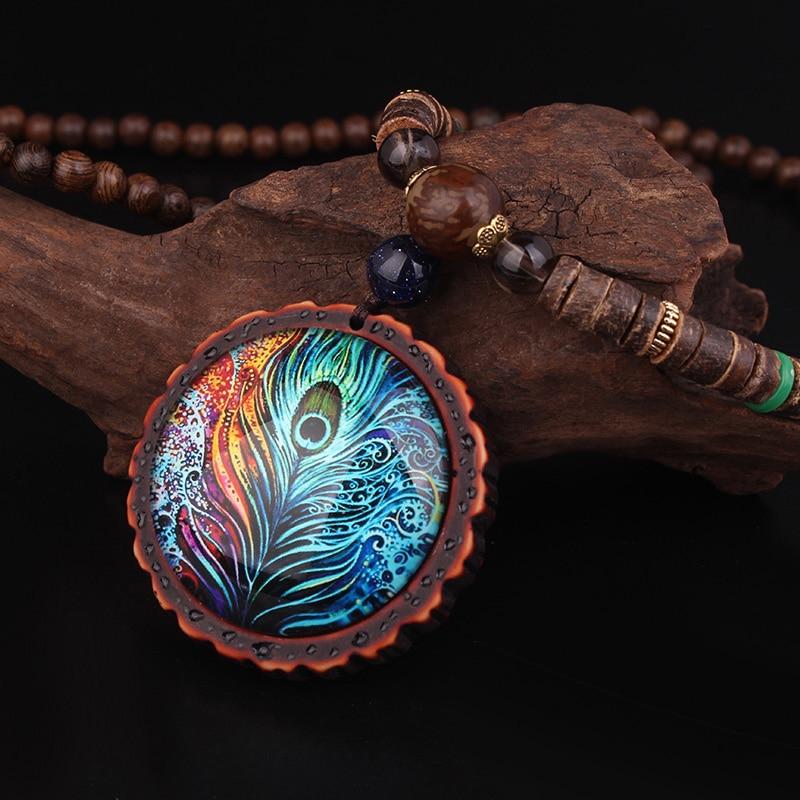 cambioprcaribe Tribal Peacock Feather Necklace