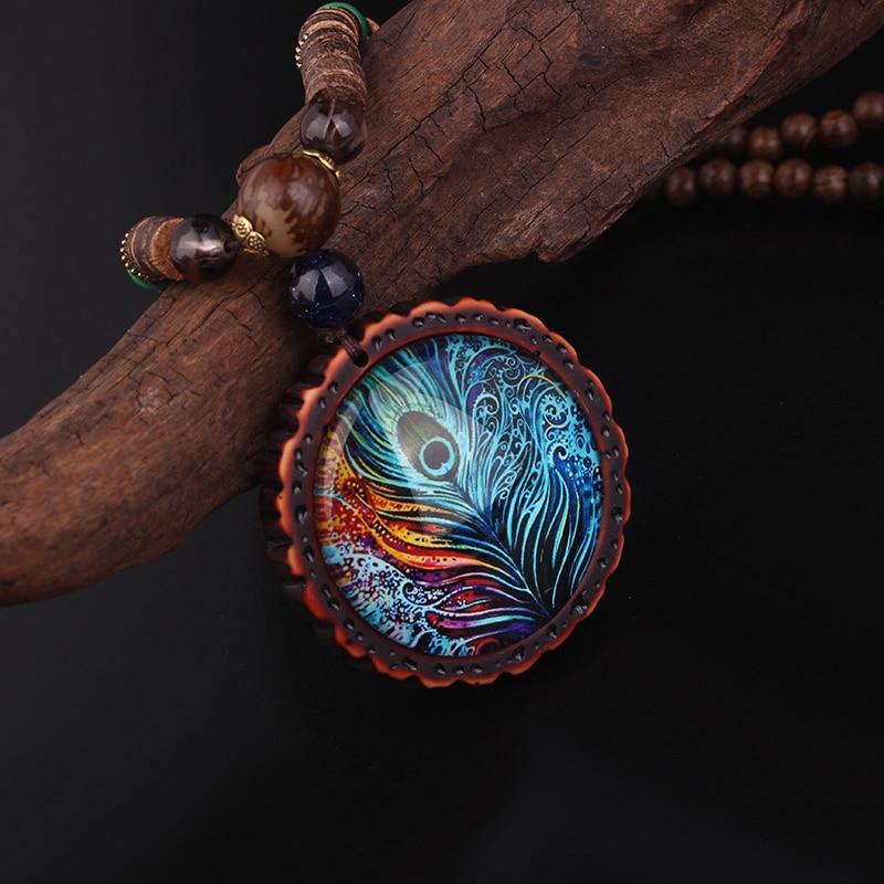 cambioprcaribe Tribal Peacock Feather Necklace