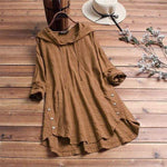 cambioprcaribe Tunic Khaki / S Hooded Long Sleeve Tunic