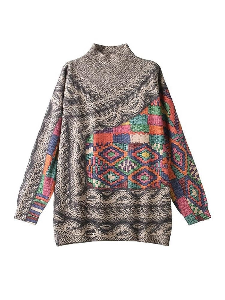 cambioprcaribe Turtleneck Printed Knitted Sweater