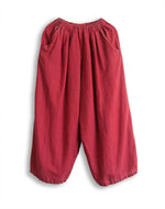 cambioprcaribe Vibrant Red Cotton Linen Palazzo Pants